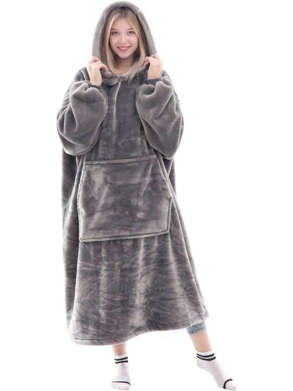 Wearable Blanket Sweatshirt Gifts for Women and Men, Super Warm and Cozy Giant B